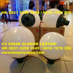 Lampu Taman Bulat Polytelin 30cm dan 25cm Leher Angsa